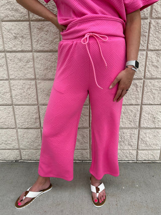 Pink Textured Pants