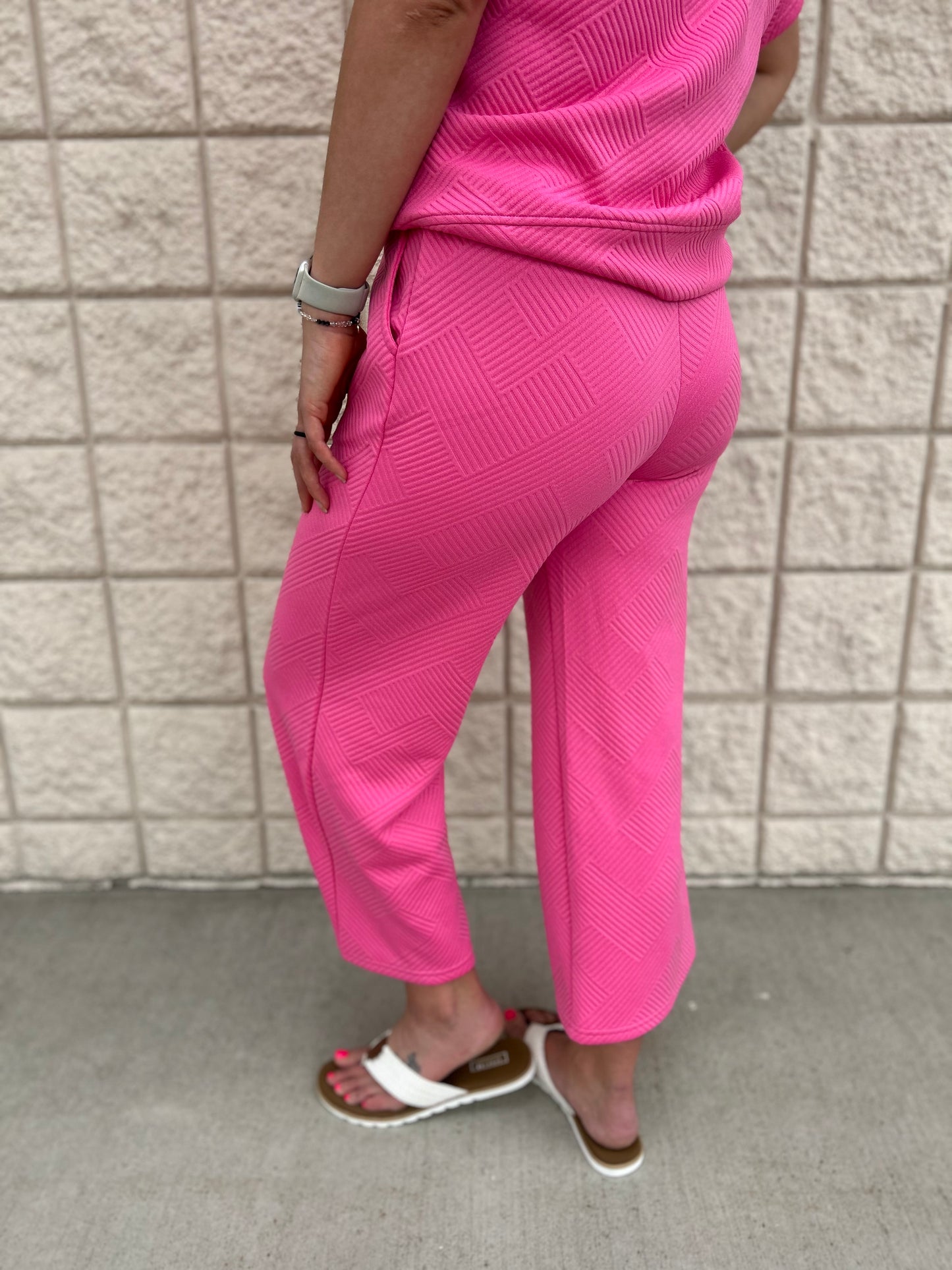 Pink Textured Pants