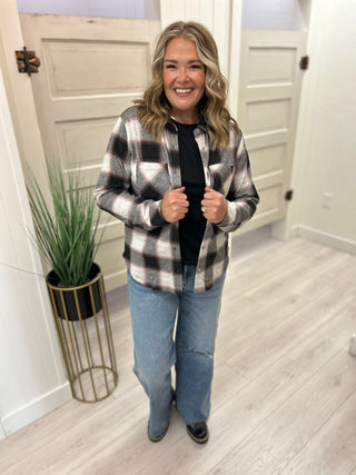 Rose & Black Plaid Button-Front Flannel FINAL SALE!