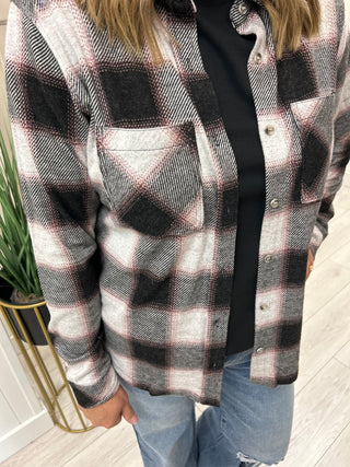Rose & Black Plaid Button-Front Flannel FINAL SALE!