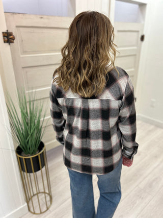 Rose & Black Plaid Button-Front Flannel FINAL SALE!