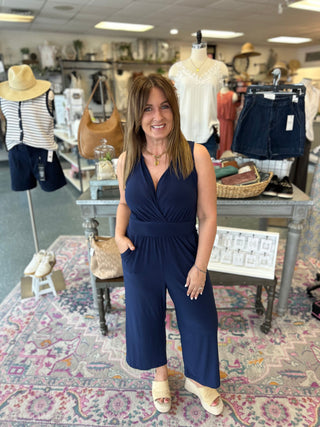 Navy Blue Stretchy Jumpsuit