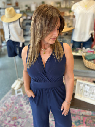 Navy Blue Stretchy Jumpsuit