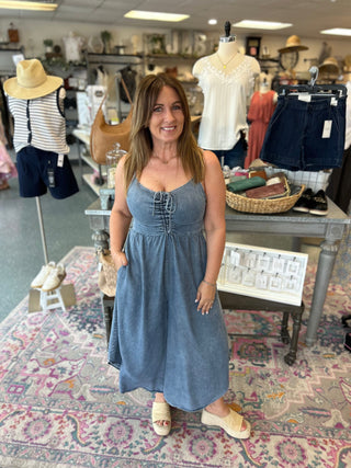 Med Wash Chambray Jumpsuit