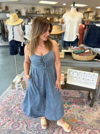 Med Wash Chambray Jumpsuit