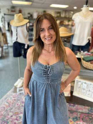 Med Wash Chambray Jumpsuit