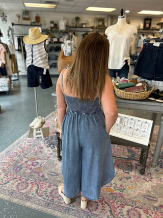 Med Wash Chambray Jumpsuit