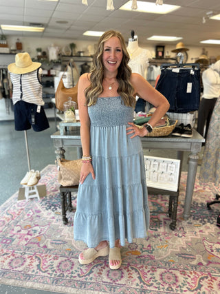 Denim Wash Chambray Tank Dress