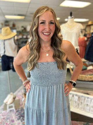 Denim Wash Chambray Tank Dress