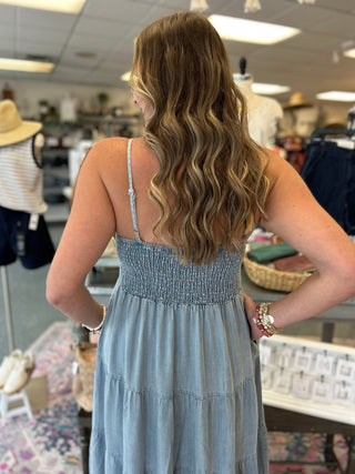Denim Wash Chambray Tank Dress