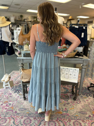 Denim Wash Chambray Tank Dress