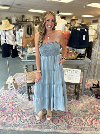 Denim Wash Chambray Tank Dress