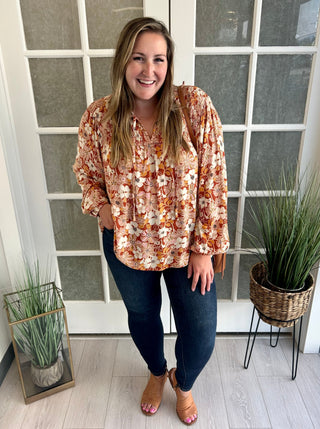 Curvy Rusty Bloom Top