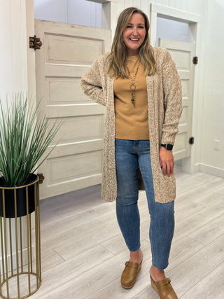 Tribal Long Oatmeal Cardigan