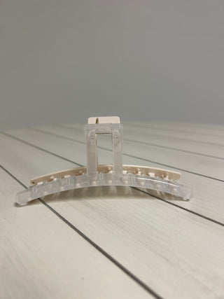 2 Tone Cream/Clear Hair Claw