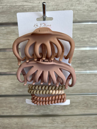 Earth Tone Hair Claw/Hairband Set