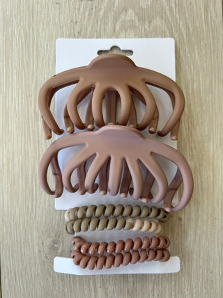 Earth Tone Hair Claw/Hairband Set