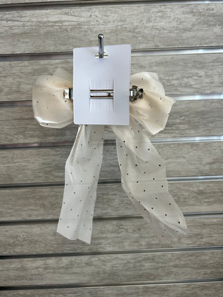 Cream/Rinestone Hair Bow