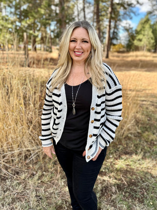 Curvy Striped Cardigan