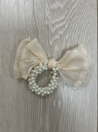 Pearl Bow Scrunchie Hairband