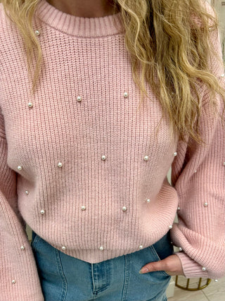 Cropped Pink Pearl Sweater