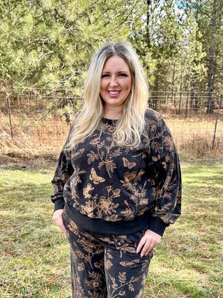 Curvy Ash Black Floral Sweatshirt