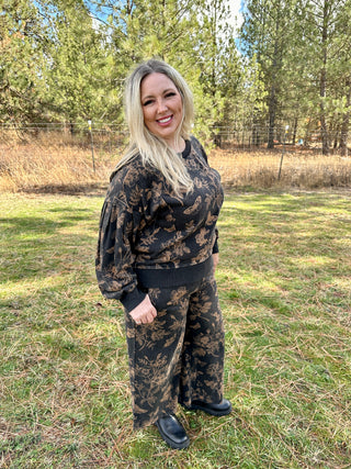 Curvy Ash Black Floral Sweatshirt