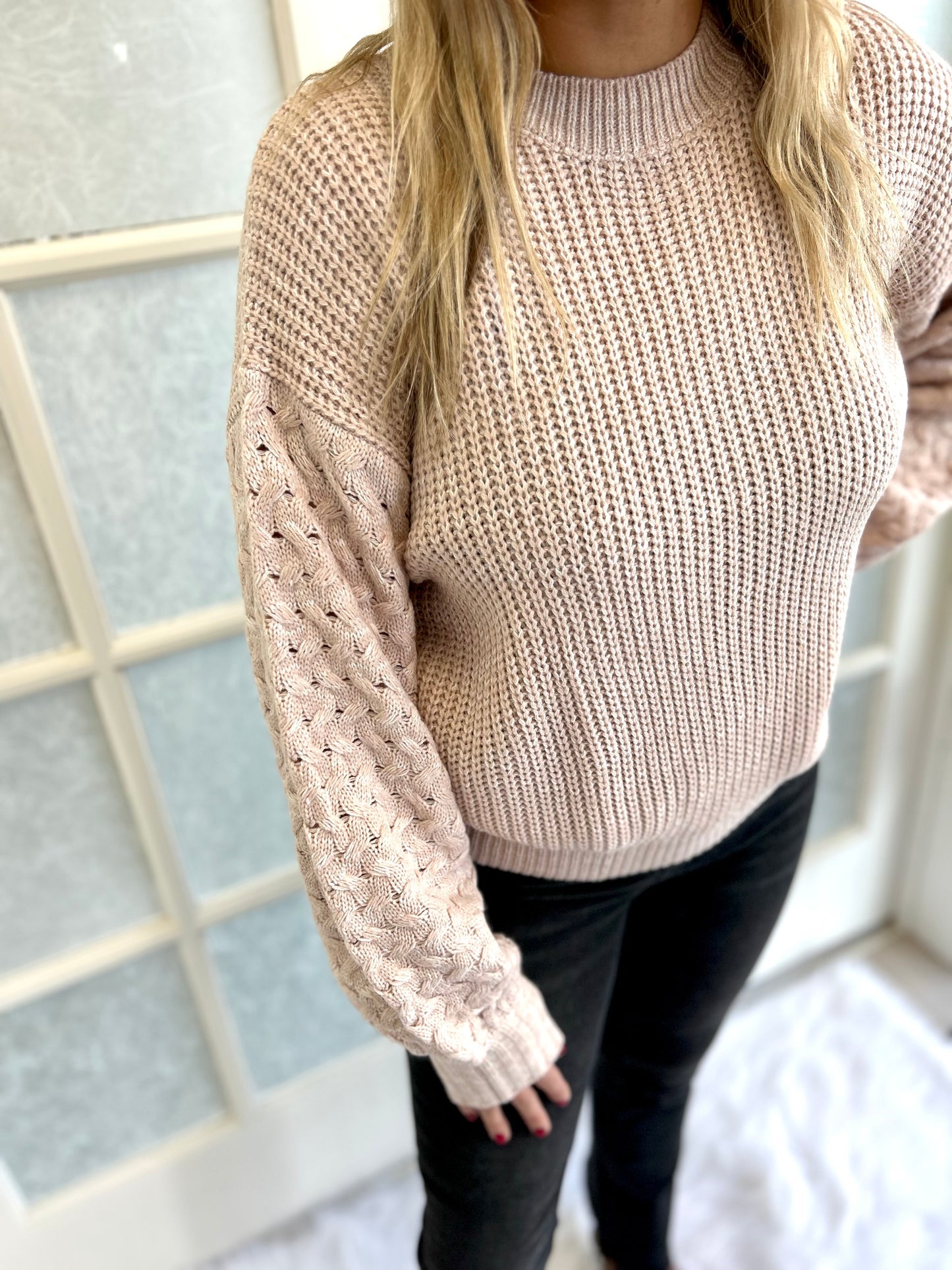 Blush Cable-Knit Sweater