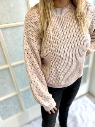 Blush Cable-Knit Sweater FINAL SALE!