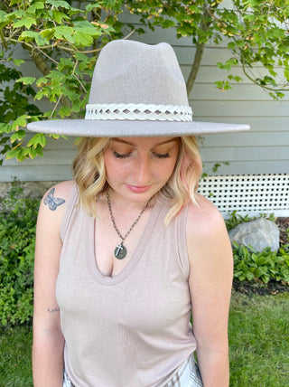 Grey Flat Brim Hat