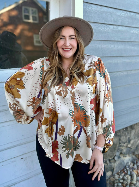 Curvy Silky Floral Top CLEARANCE FINAL SALE