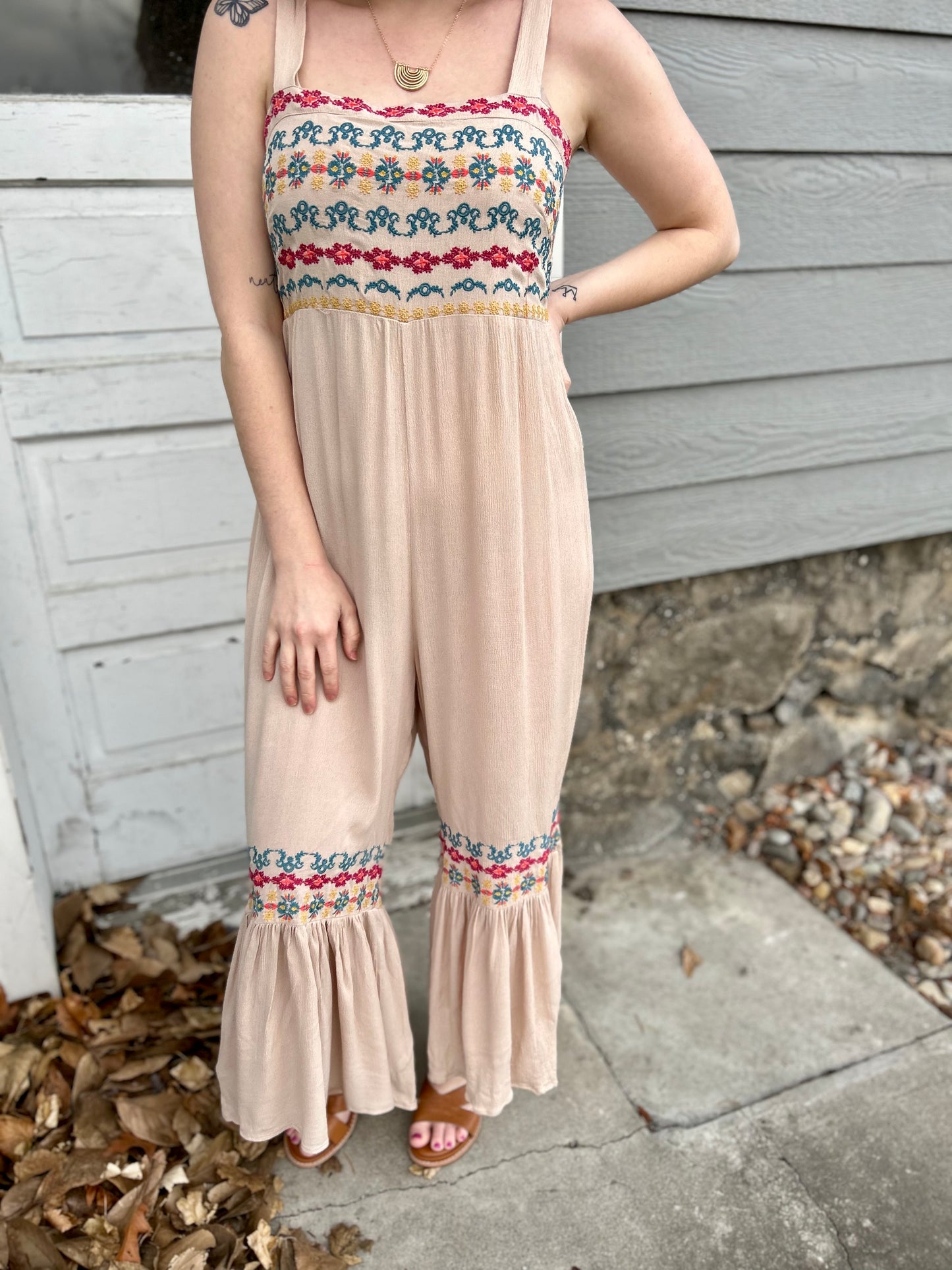 Embroidered Boho Jumpsuit CLEARANCE FINAL SALE