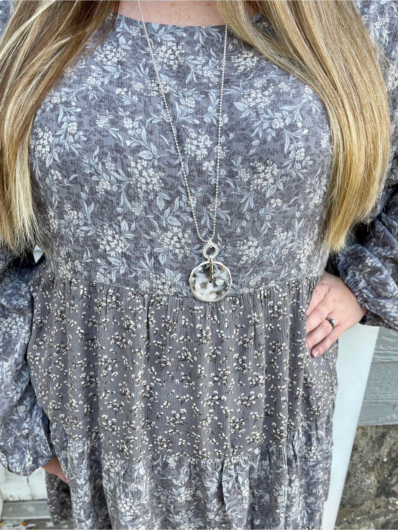 Curvy Grey Print Dress